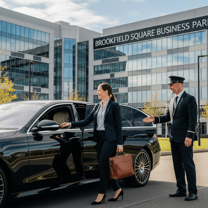 Black 2025 Mercedes-Benz S-Class executive car for business account clients at Brookfield Square Business Park