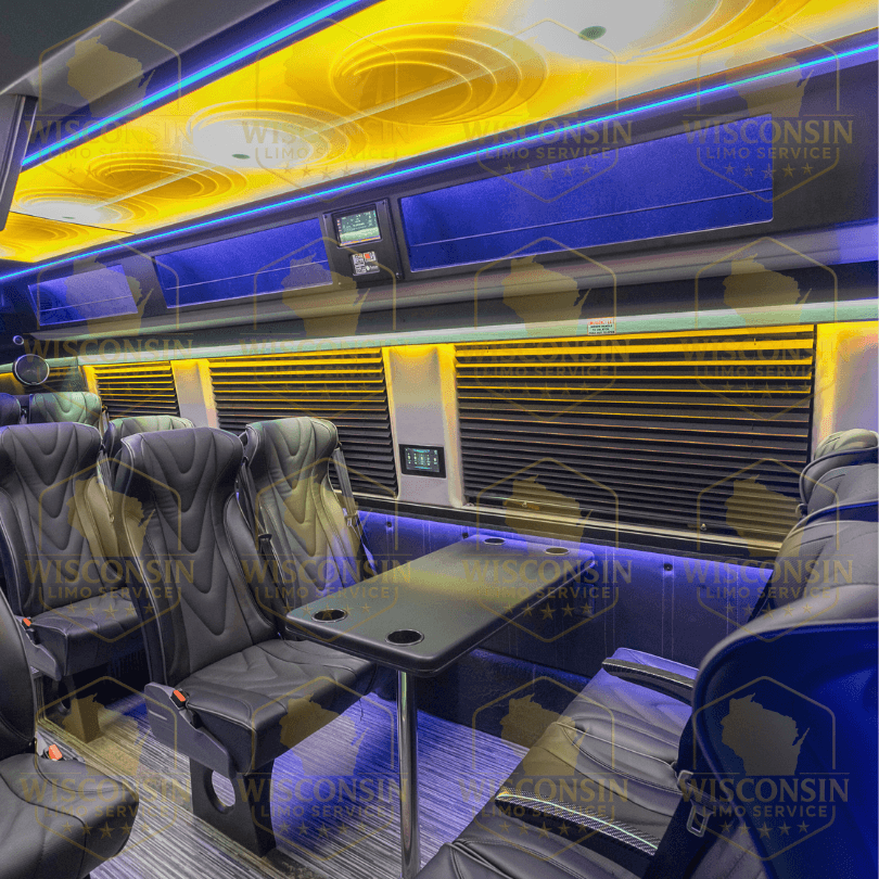 Conference-style seating in luxury Sprinter limo Conference-style seating in luxury Sprinter limo