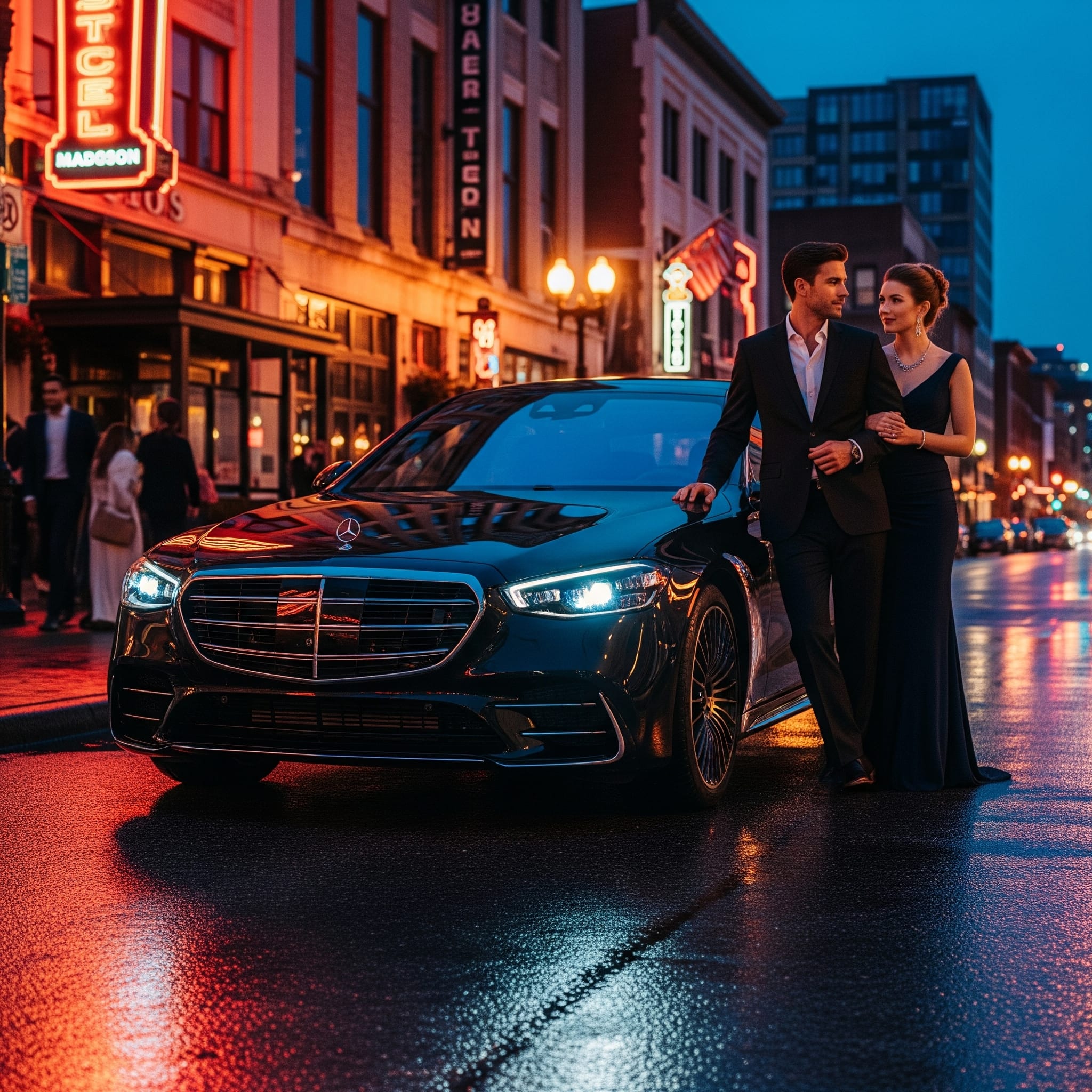 Madison black car for evening events