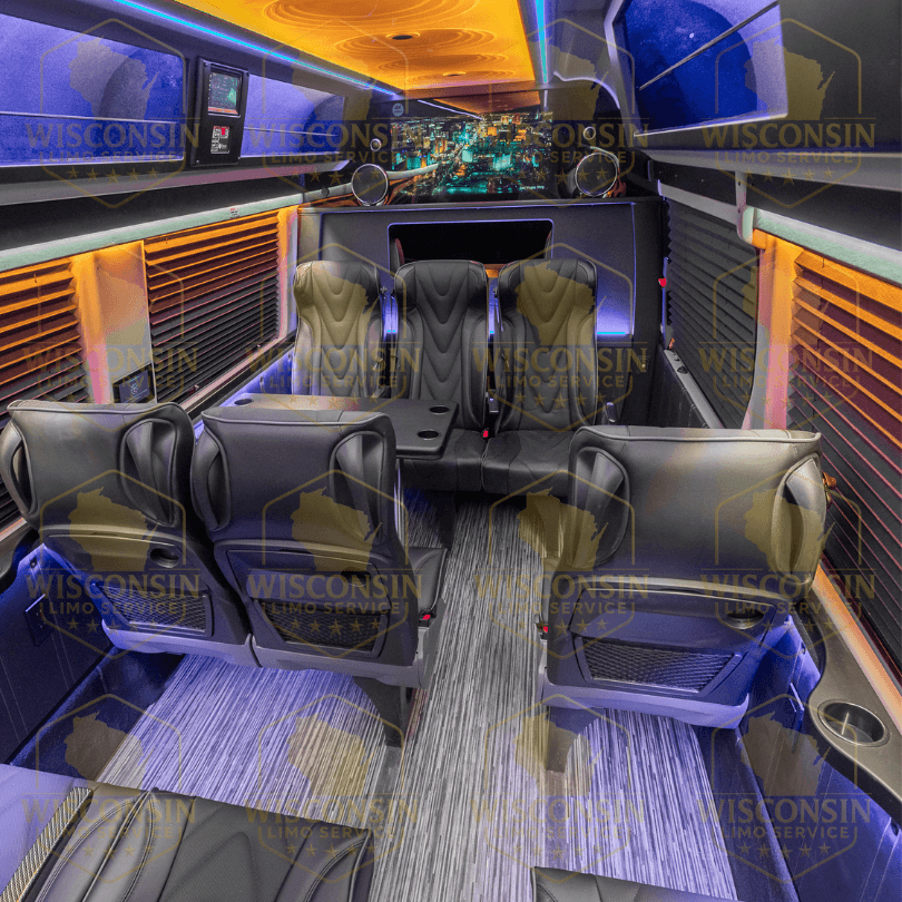 Premium Sprinter limousine for group travel in Milwaukee and Wisconsin Premium Sprinter limousine for group travel in Milwaukee and Wisconsin