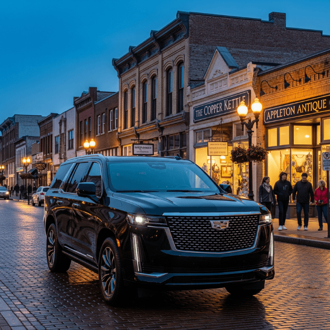 black cadillac escalade chauffeur service in madison wi