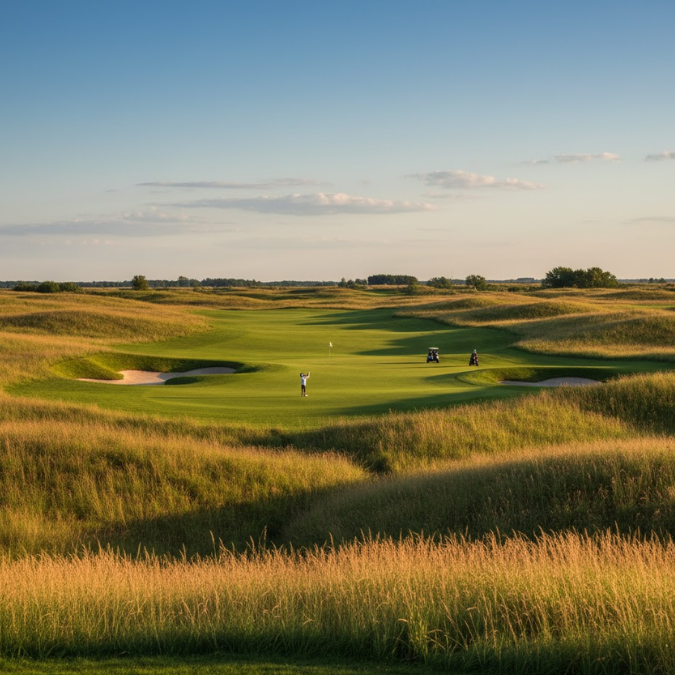 Erin Hills golf course with rolling hills and tall grass