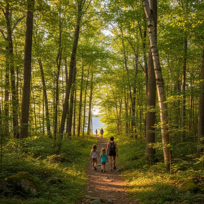 Peninsula State Park in Door County with forest trails