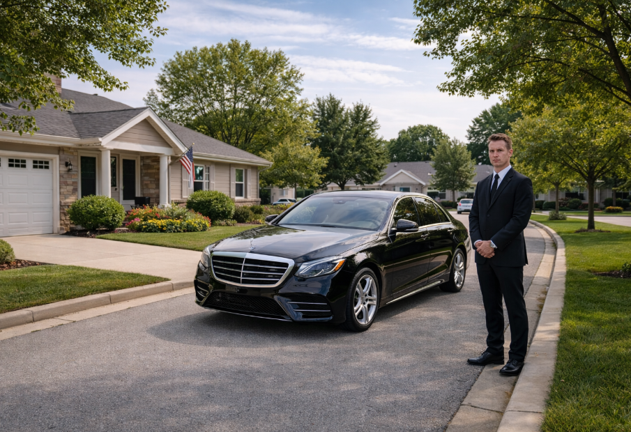 Black Car with chauffeur in Greenfield